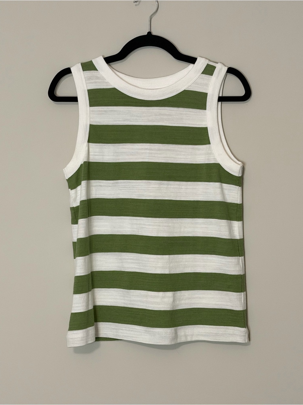 LOFT Green White Striped Sleeveless Tank Top Size Small Coastal